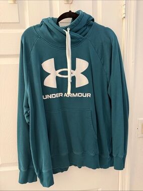 Under Armour Teal Hoodie with White Logo and Drawstrings